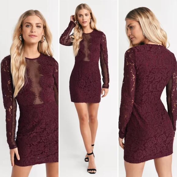 TOBI New w/ Tags Raven‎ Lace Bodycon Wine Mini Dress Size Small Homecoming Party - Picture 1 of 10